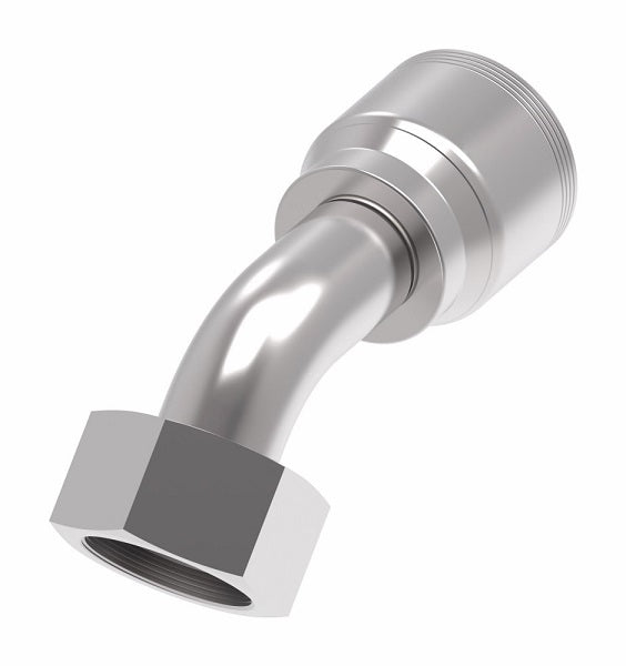 4S32DSA16 Aeroquip by Danfoss | 4 Wire 4S Female DIN 24° Seat Swivel DKO (Heavy) 45° Elbow (DSA) Crimp Fitting | S32 Female DKO/DIN 24° Seat x -16 Hose Barb | Steel