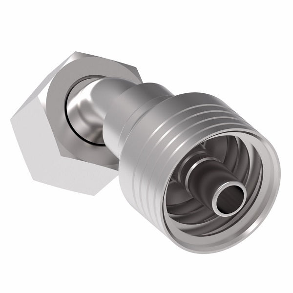 4S8DSA6 Aeroquip by Danfoss | 4 Wire 4S DKO Female Swivel, Heavy Duty, 45° Elbow (DSA) Crimp Fitting | S12 Female DKO/DIN x -06 Hose Barb | Steel