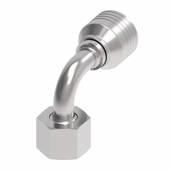 4S8DSB6 Aeroquip by Danfoss | 4 Wire 4S DKO Female Swivel, Heavy Duty, 90° Elbow (DSB) Crimp Fitting | S12 Female DKO/DIN x -06 Hose Barb | Steel