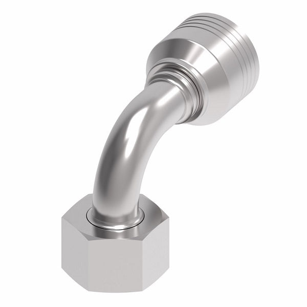 4S16DSB10 Aeroquip by Danfoss | 4 Wire 4S DKO Female Swivel, Heavy Duty, 90° Elbow (DSB) Crimp Fitting | S20 Female DKO/DIN x -10 Hose Barb | Steel