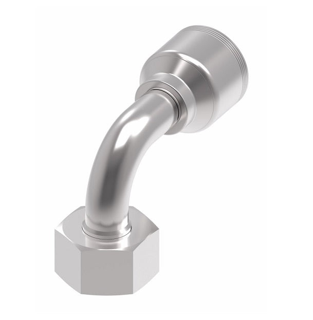 4S25DSB16 Aeroquip by Danfoss | 4 Wire 4S Female DIN 24° Seat Swivel DKO (Heavy) 90° Elbow (DSB) Crimp Fitting | S30 Female DKO/DIN 24° Seat x -16 Hose Barb | Steel