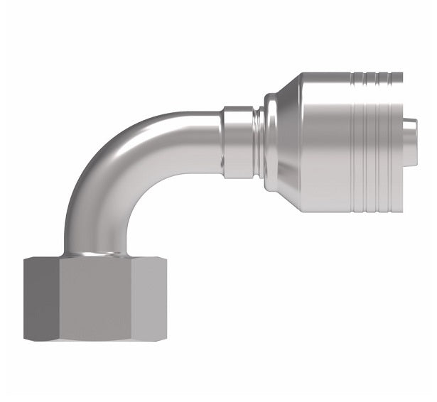 4S12DSB8 Aeroquip by Danfoss | 4 Wire 4S DKO Female Swivel, Heavy Duty, 90° Elbow (DSB) Crimp Fitting | S16 Female DKO/DIN x -08 Hose Barb | Steel