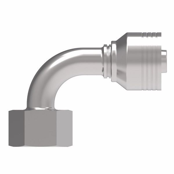 4S16DSB10 Aeroquip by Danfoss | 4 Wire 4S DKO Female Swivel, Heavy Duty, 90° Elbow (DSB) Crimp Fitting | S20 Female DKO/DIN x -10 Hose Barb | Steel