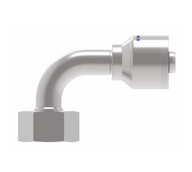 4S20DSB12 Aeroquip by Danfoss | 4 Wire 4S Female DIN 24° Seat Swivel DKO (Heavy) 90° Elbow (DSB) Crimp Fitting | S25 Female DKO/DIN 24° Seat x -12 Hose Barb | Steel