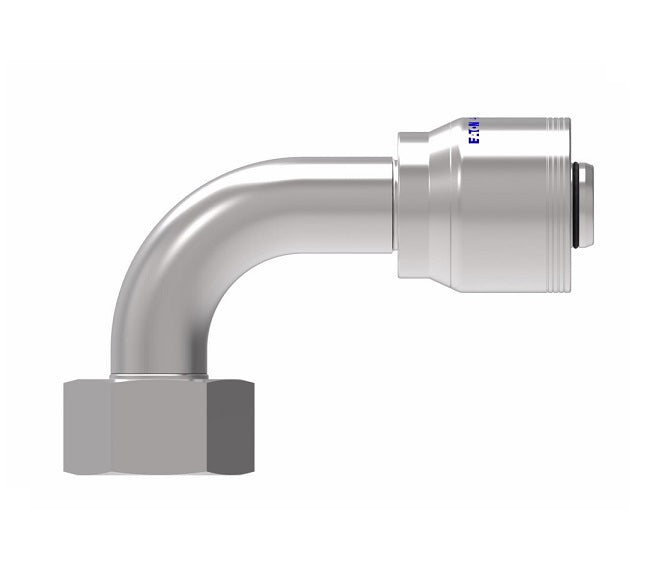 4S32DSB16 Aeroquip by Danfoss | 4 Wire 4S Female DIN 24° Seat Swivel DKO (Heavy) 90° Elbow (DSB) Crimp Fitting | S38 Female DKO/DIN 24° Seat x -16 Hose Barb | Steel