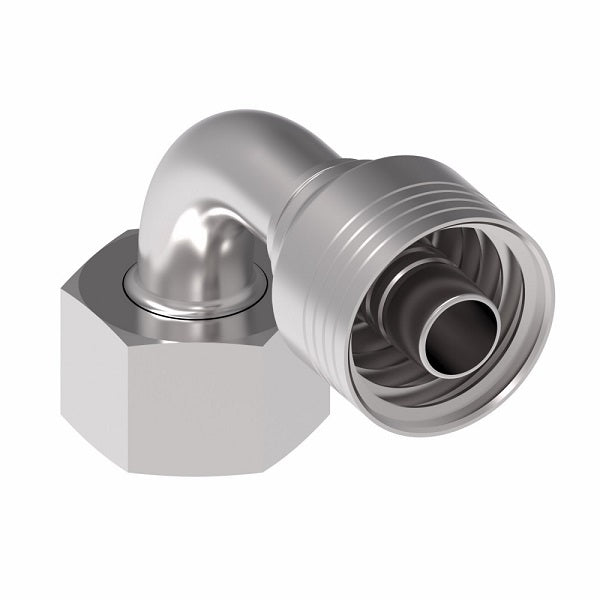 4S16DSB10 Aeroquip by Danfoss | 4 Wire 4S DKO Female Swivel, Heavy Duty, 90° Elbow (DSB) Crimp Fitting | S20 Female DKO/DIN x -10 Hose Barb | Steel