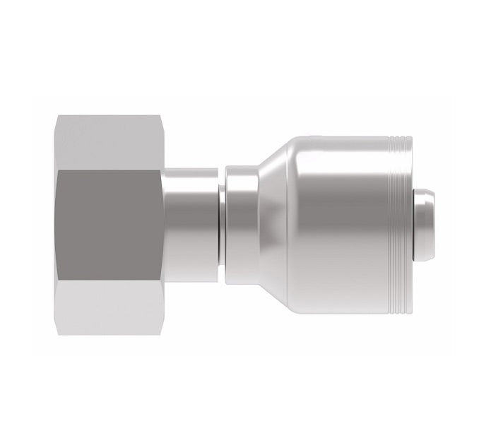 4S25DS12 Aeroquip by Danfoss | 4 Wire 4S Female DKO/DIN 24° Seat Swivel DKO (Heavy) (DS) Crimp Fitting | S30 Female DKO/DIN 24° Seat x -12 Hose Barb | Steel