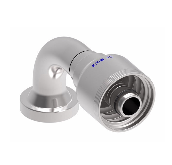 4S12FHB12 Aeroquip by Danfoss | 4 Wire 4S SAE Code 62 Flange 90° Elbow (FHB) Crimp Fitting | -12 Code 62 Flange x -12 Hose Barb | Steel