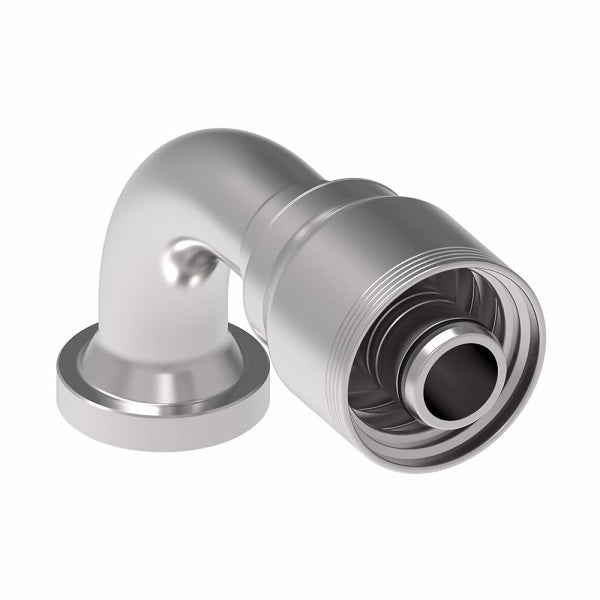 4S16FHB16.061 Aeroquip by Danfoss | 4 Wire 4S SAE Code 62 Flange 90° Elbow (FHB) Crimp Fitting | -16 Code 62 Flange x -16 Hose Barb | Steel