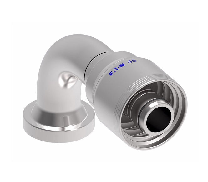 4S20FHB16 Aeroquip by Danfoss | 4 Wire 4S SAE Code 62 Flange 90° Elbow (FHB) Crimp Fitting | -20 Code 62 Flange x -16 Hose Barb | Steel
