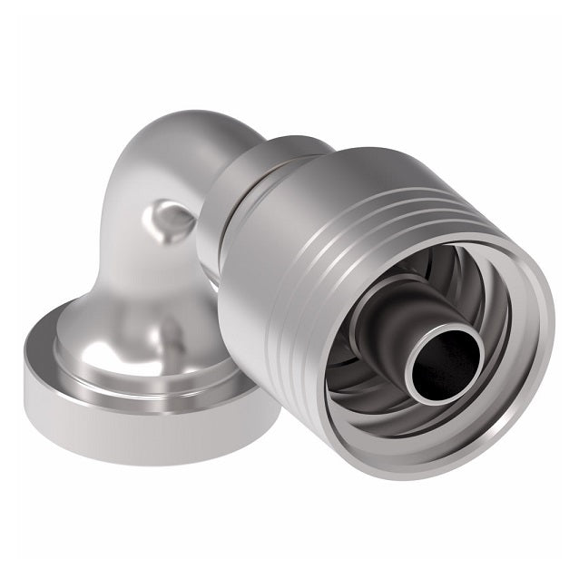 4S8FHB8 Aeroquip by Danfoss | 4 Wire 4S SAE Code 62 Split Flange 90° Elbow (FHB) Crimp Fitting | -08 Code 62 Split Flange x -08 Hose Barb | Steel