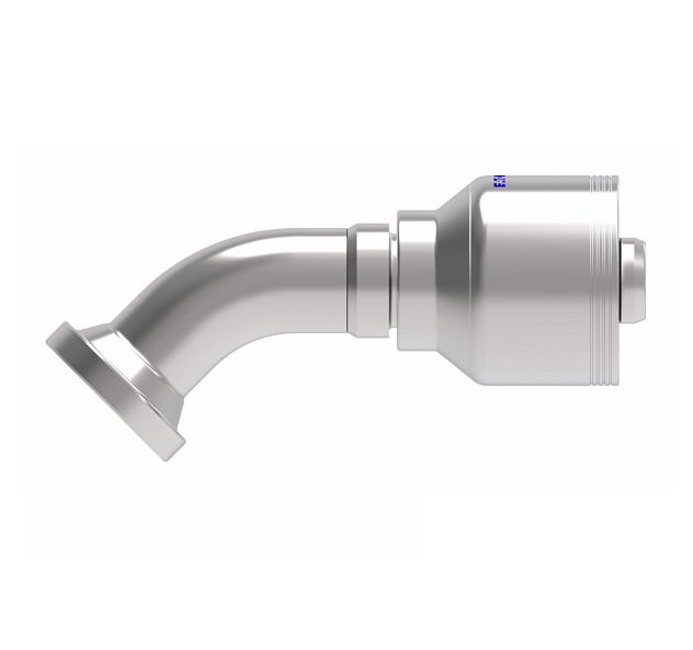 4S12FLA12 Aeroquip by Danfoss | 4 Wire 4S SAE Code 61 Flange 45° Elbow (FLA) Crimp Fitting | -12 Code 61 Flange x -12 Hose Barb | Steel