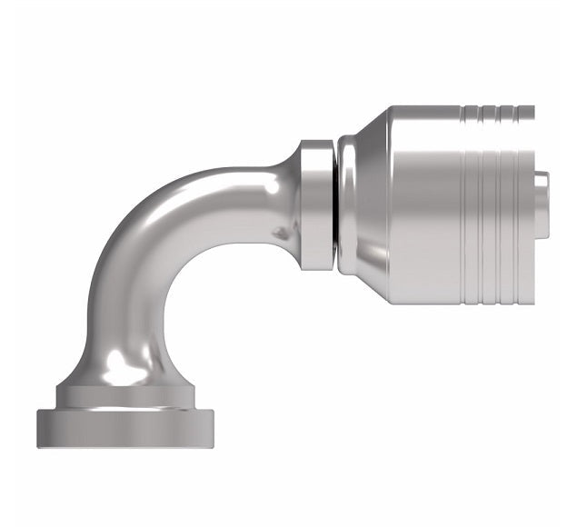 4S12FLB8 Aeroquip by Danfoss | 4 Wire 4S SAE Code 61 Split Flange 90° Elbow (FLB) Crimp Fitting | -12 Code 61 Split Flange x -08 Hose Barb | Steel
