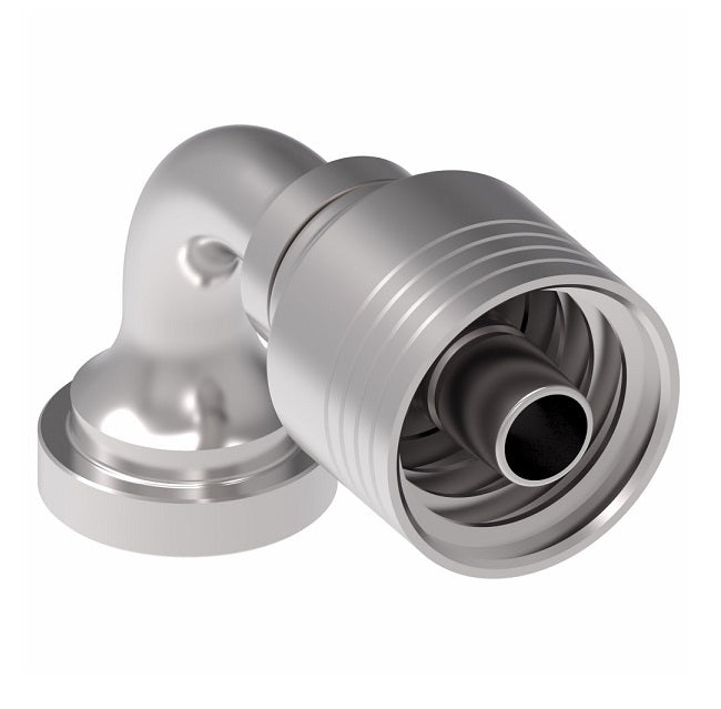 4S12FLB8 Aeroquip by Danfoss | 4 Wire 4S SAE Code 61 Split Flange 90° Elbow (FLB) Crimp Fitting | -12 Code 61 Split Flange x -08 Hose Barb | Steel