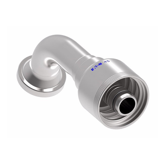 4S16FLE12 Aeroquip by Danfoss | 4 Wire 4S SAE Code 61 Flange 67.5° Elbow (FLE) Crimp Fitting | -16 Code 61 Flange x -12 Hose Barb | Steel