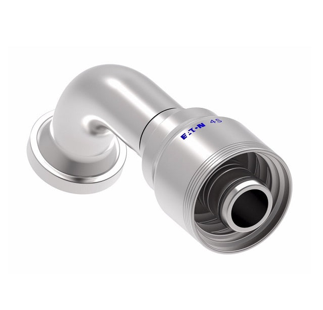 4S20FLE16 Aeroquip by Danfoss | 4 Wire 4S SAE Code 61 Flange 67.5° Elbow (FLE) Crimp Fitting | -20 Code 61 Flange x -16 Hose Barb | Steel