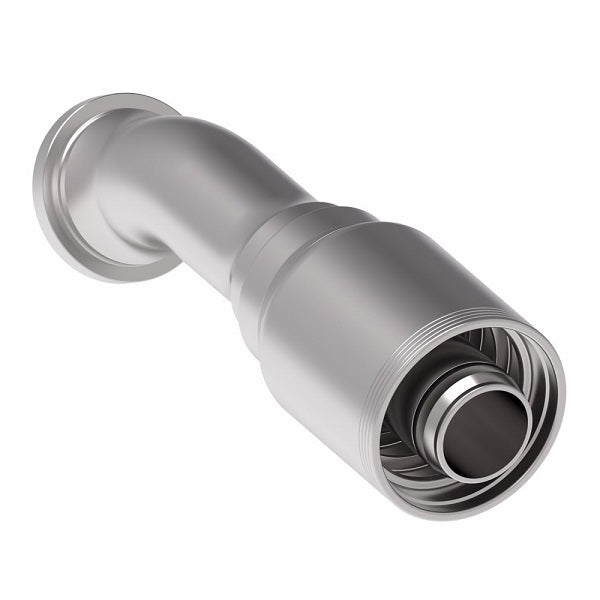 4S24FLF24 Aeroquip by Danfoss | 4 Wire 4S SAE Code 61 Flange 30° Elbow (FLF) Crimp Fitting | -24 Code 61 Flange x -24 Hose Barb | Steel