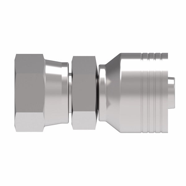 4S10KF10 Aeroquip by Danfoss | 4 Wire 4S Female Komatsu Swivel (KF) Crimp Fitting | -10 Female Komatsu Swivel x -10 Hose Barb | Steel