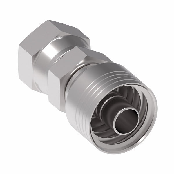 4S8KF8 Aeroquip by Danfoss | 4 Wire 4S Female Komatsu Swivel (KF) Crimp Fitting | -08 Female Komatsu Swivel x -08 Hose Barb | Steel