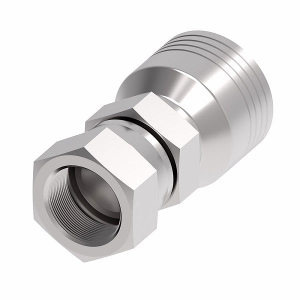 4S10KF10 Aeroquip by Danfoss | 4 Wire 4S Female Komatsu Swivel (KF) Crimp Fitting | -10 Female Komatsu Swivel x -10 Hose Barb | Steel