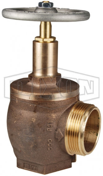 AV5-250F Dixon Brass 500# Angle Hose Valve - 2-1/2" Female NPT Inlet x 2-1/2" Male NST (NH) Outlet