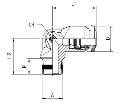 50100N-8-1/8 by AIGNEP | 50N Series | Fixed | 8mm Tube x 1/8" BSPT Male | 90° Elbow | Pack of 10