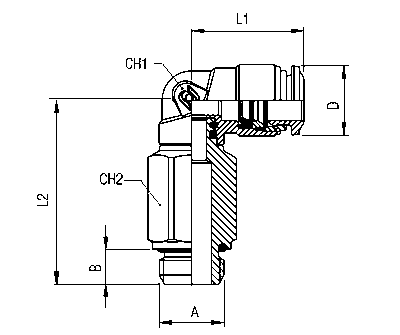 50125N-10-3/8 by AIGNEP | 50N Series | Swivel Male Extended | 10mm Tube x 3/8" BSPP Male | 90° Elbow | Pack of 10