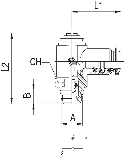 50901N-6-M5 by AIGNEP | Functional (Flow Controls) Series | Flow Control | Meter Out | Screwdriver Adj | 6mm Tube x M5 Male