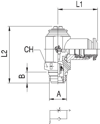 57901-8-3/8 by AIGNEP | Functional (Flow Controls) Series | Flow Control | 8mm Tube x 3/8" Swift-Fit Male Universal Thread