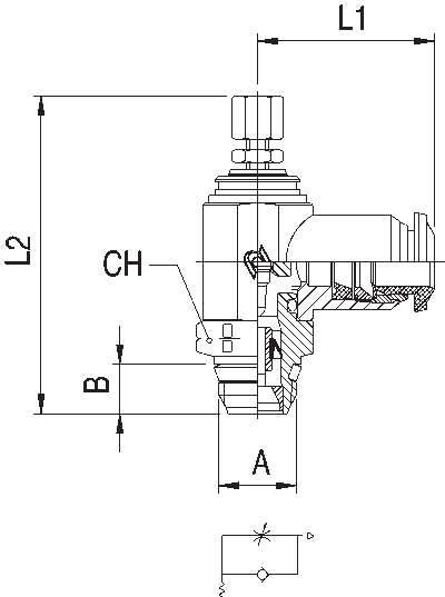 50905N-12-3/8 by AIGNEP | Functional (Flow Controls) Series | Flow Control | Meter Out | Knob Adjust | 12mm Tube x 3/8" Swift-Fit Male