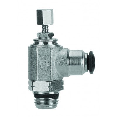 50905N-10-1/4" AIGNEP | Functional (Flow Controls) Series | Flow Control | Meter Out | Knob Adjust | 10mm Tube x 1/4" Swift-Fit Male