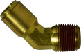 541008 Midland DOT Push-In Fitting - Male 45° Elbow - 5/8" Tube OD x 1/2" Male NPTF - Brass