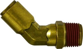 540804S Midland DOT Push-In Fitting - Male 45° Swivel Elbow - 1/2" Tube OD x 1/4" Male NPTF - Brass