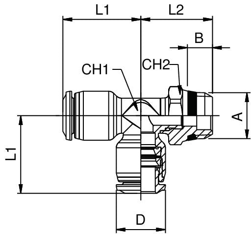 55222-8-1/4 by AIGNEP | 55/56 Series | Swivel Run | 8mm Tube x 1/4" Swift-Fit Male | Tee | Pack of 10