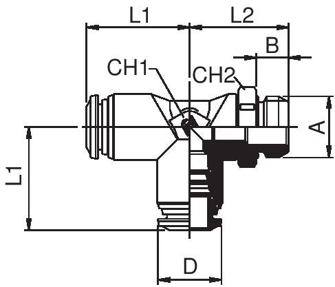 55225-10-3/8 by AIGNEP | 55/56 Series | Swivel Run | 10mm Tube x 3/8" BSPP Male | Tee | Pack of 10