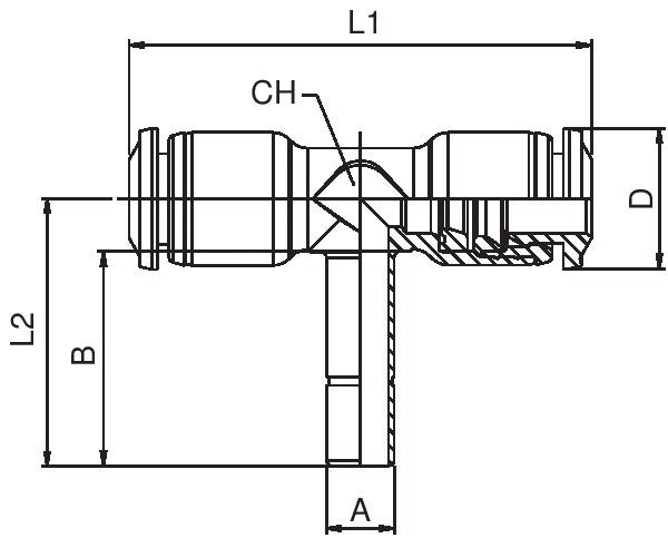 55240-4-6 by AIGNEP | 55/56 Series | Plug-In | 4mm Tube x 6mm Stud | Tee | Pack of 10