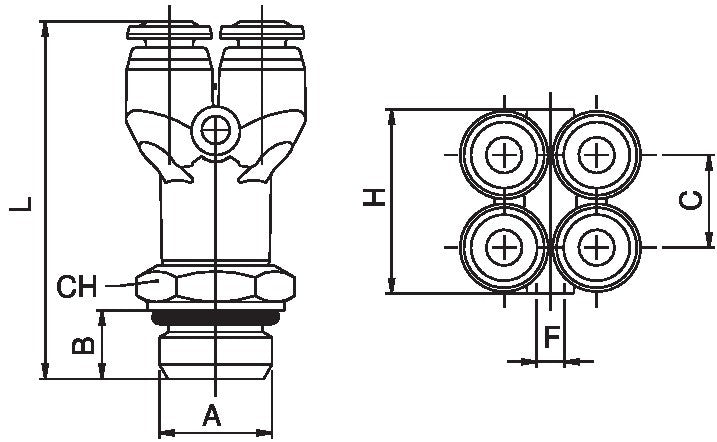 55345-4-1/8 by AIGNEP | 55/56 Series | Swivel | Manifold 4mm Tube x 1/8" BSPP Male | Y | Pack of 10