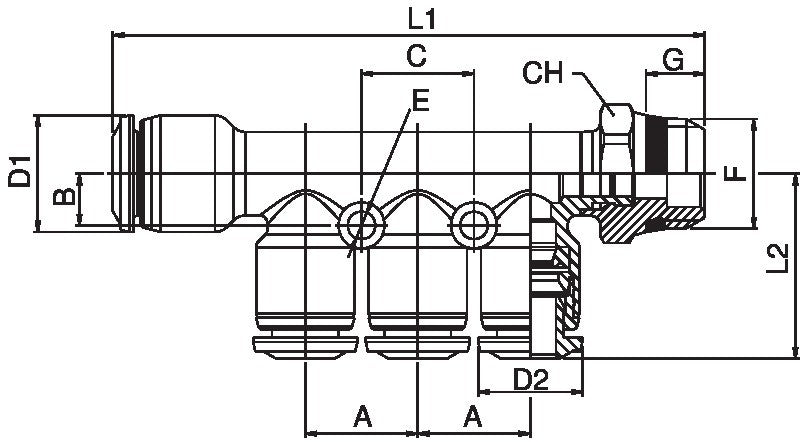 55360-8-4-1/8 by AIGNEP | 55/56 Series | Reducing Manifold | 8mm Tube x 4mm Tube x 1/8" Swift-Fit | Pack of 10