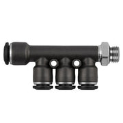 55365-10-6-3/8" AIGNEP | 55/56 Series | Reducing Manifold | 10mm Tube x 6mm Tube x 3/8" Male BSPP | Pack of 10
