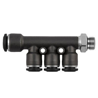 55365-10-6-3/8" AIGNEP | 55/56 Series | Reducing Manifold | 10mm Tube x 6mm Tube x 3/8" Male BSPP | Pack of 10