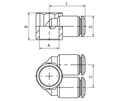 55520-6-3/8 by AIGNEP | 55/56 Series | Double Banjo Body | 6mm Tube x 3/8" Stem | Y | Pack of 10