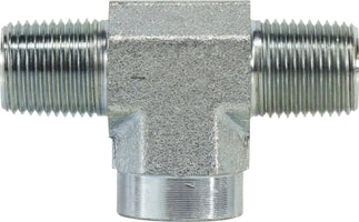560122 (5601-2-2) Midland Hydraulic Female Branch Pipe Tee - 1/8" Male Pipe x 1/8" Male Pipe x 1/8" Female Pipe - Steel
