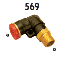 569-06-02 Adaptall Brass 90 deg. -06 Polytube Push to Connect x -02 Male BSPT Elbow