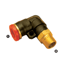 569-08-04 Adaptall Brass 90 deg. -08 Polytube Push to Connect x -04 Male BSPT Elbow