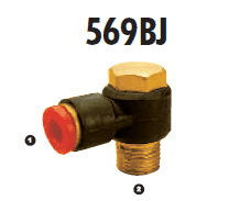 569BJ-04-04 Adaptall Brass 90 deg. -04 Banjo Polytube Push to Connect x -04 Male BSPT Elbow 