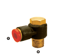 569BJ-06-04 Adaptall Brass 90 deg. -06 Banjo Polytube Push to Connect x -04 Male BSPT Elbow 
