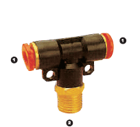 572-05-04 Adaptall Brass -05 Polytube Push to Connect x -04 Male BSPT Branch Tee