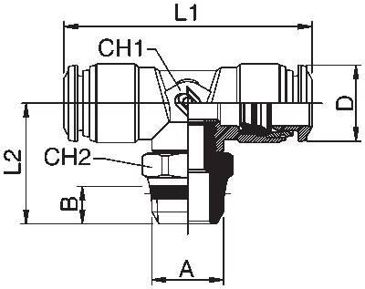 57210-6-1/4 by AIGNEP | 57 Series | Swivel Male Branch Metal Release Collet | 6mm Tube x 1/4" Swift-Fit Male Universal Thread | Tee | Pack of 10