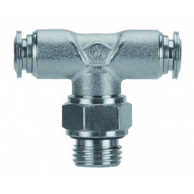 57215-14-3/8" AIGNEP | 57 Series | Swivel Male Metal Release Collet Branch Tee | 14mm Tube x 3/8" Male BSPP | Pack of 10