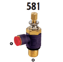 581-06-02 Adaptall Carbon Steel -06 90 deg. Polytube Push to Connect Metering in Valve x -02 Male BSPT Adapter